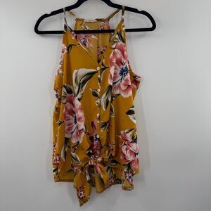 3For$20 Hummingbird Yellow Floral Sleeveless Top size: M